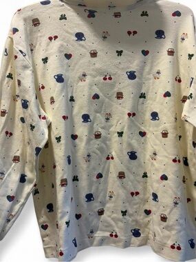 Vintage 90s Northern Isles Goose Print Mock Neck Top Petite Cottagecore Teacher